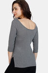 Zivame Thermal Pointelle Knit Poly Viscose Top - Anthra Melange — thumbnail 3